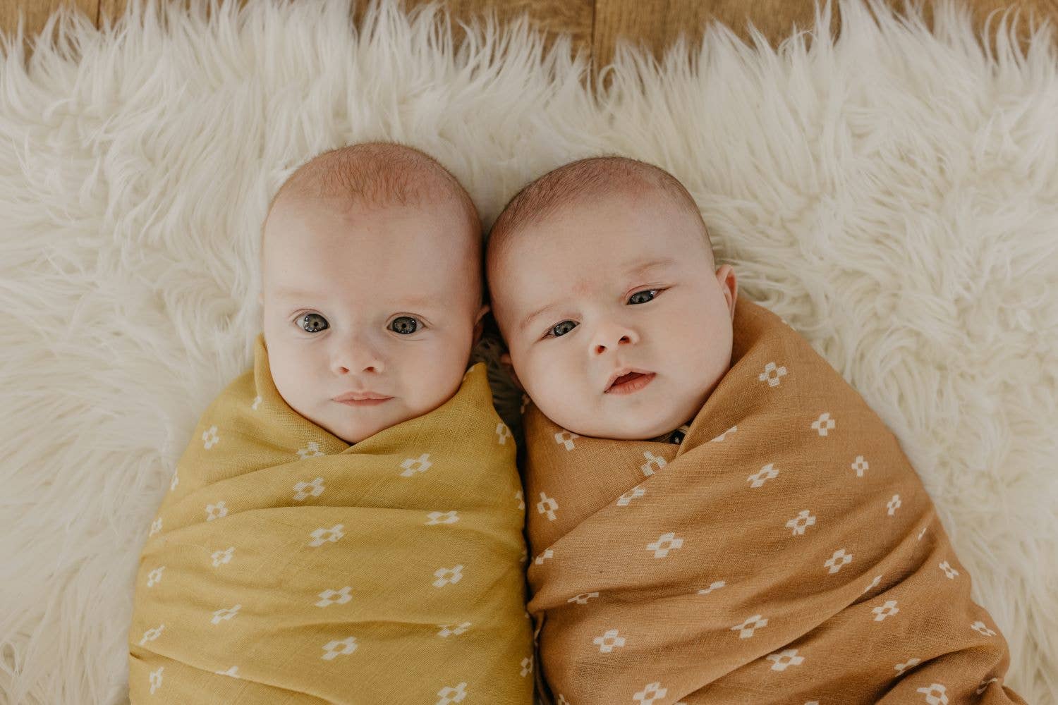 Muslin Swaddle Baby Blanket - Boho Squares: Coconut