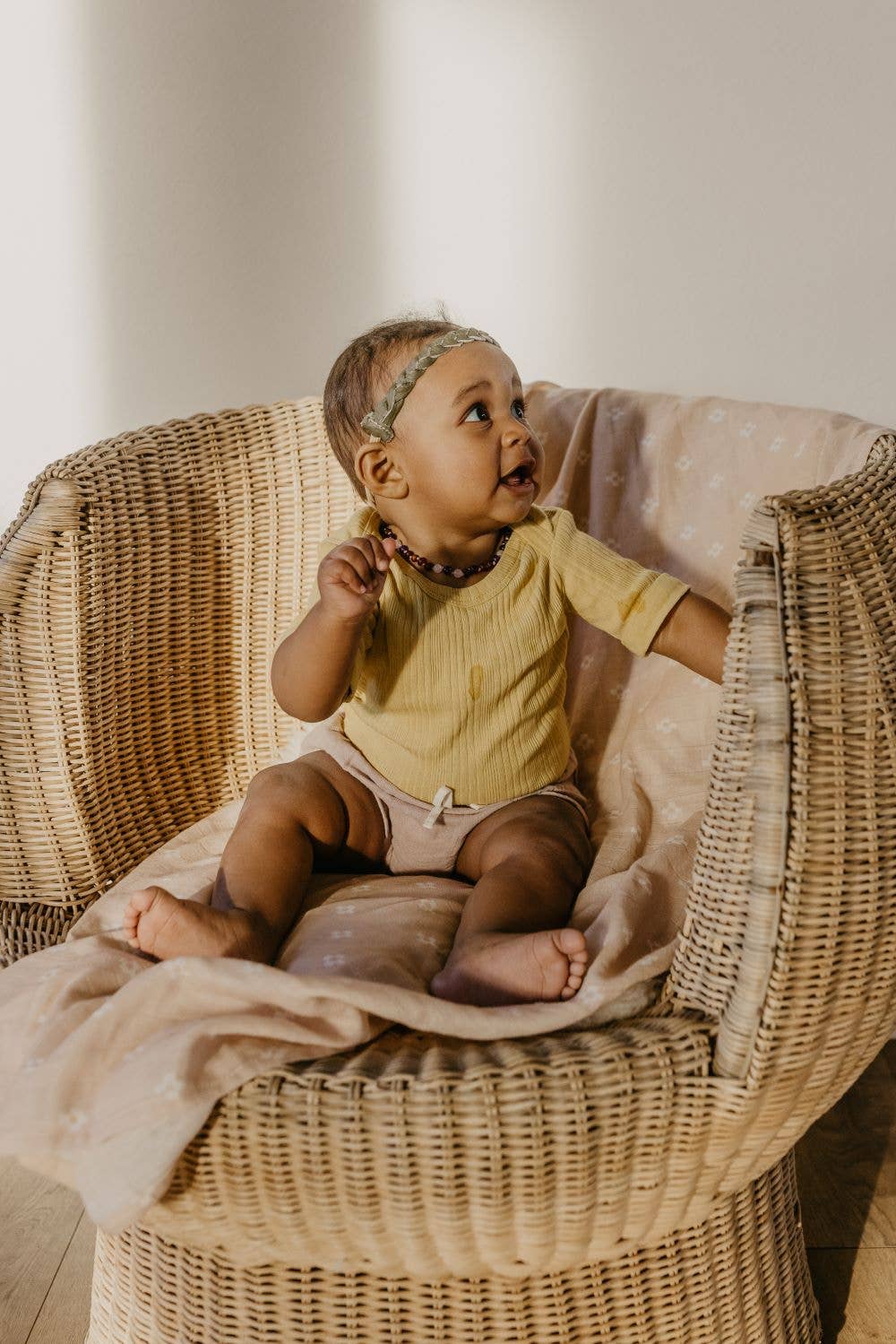 Muslin Swaddle Baby Blanket - Boho Squares: Coconut