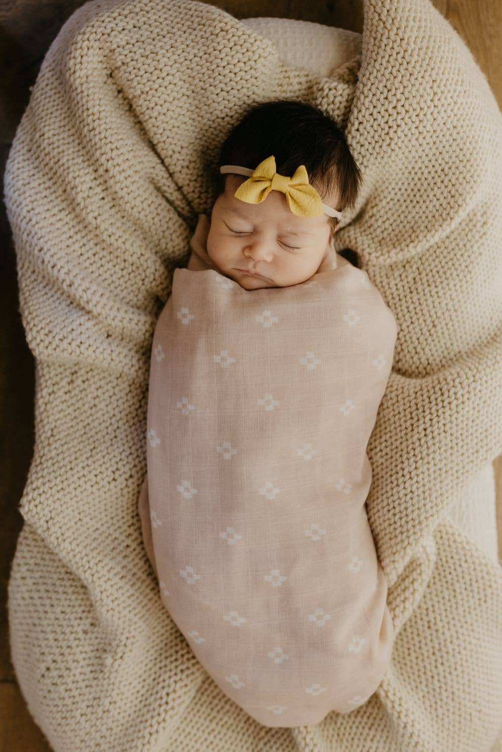 Muslin Swaddle Baby Blanket - Boho Squares: Coconut