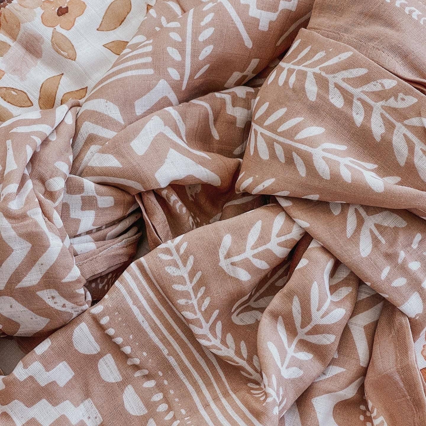 Muslin Swaddle Baby Blanket - Tapestry Swaddle: Maple Sugar