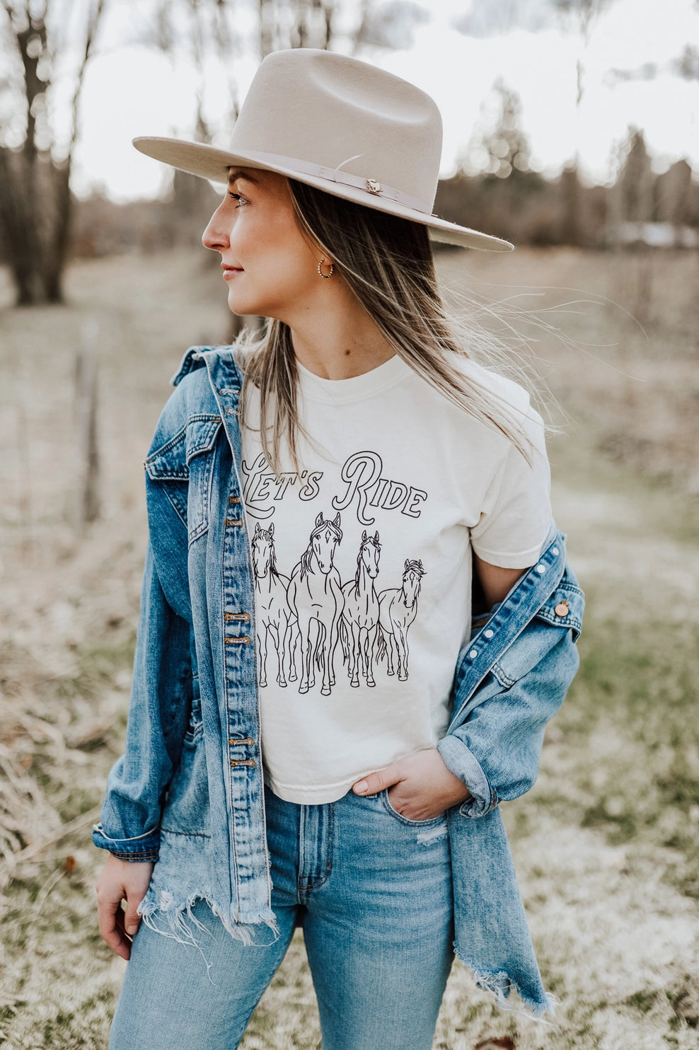 Let's Ride Ladies Boxy Tee - Ivory