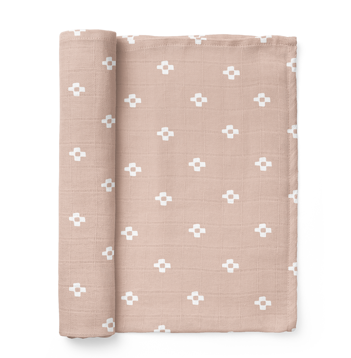 Muslin Swaddle Baby Blanket - Boho Squares: Coconut