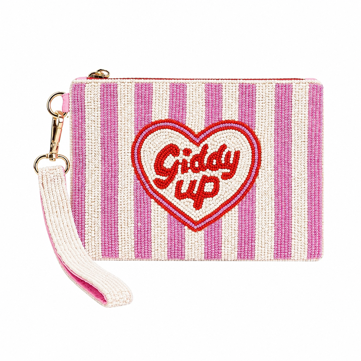 Giddy Up Heart Medium Beaded Pouch