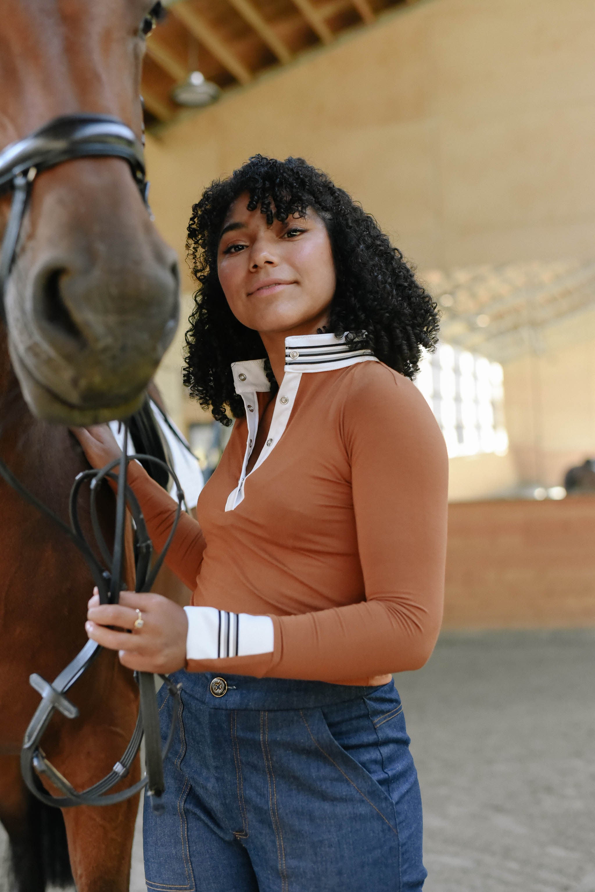 Milton Menasco | Gimme Ribbon Equestrian Top - Chestnut Brown