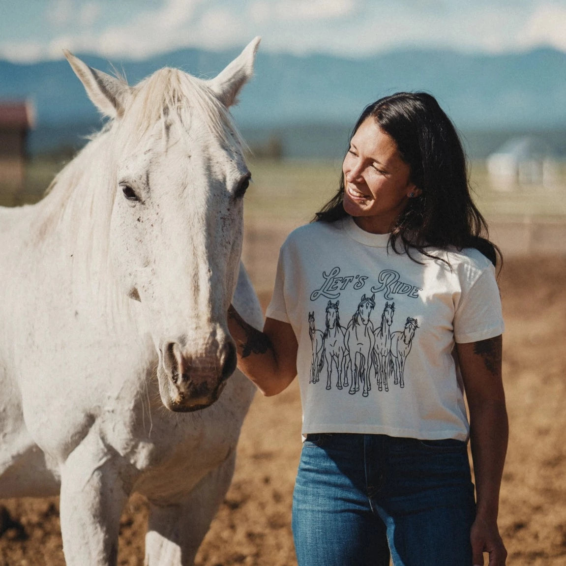 Let's Ride Ladies Boxy Tee - Ivory