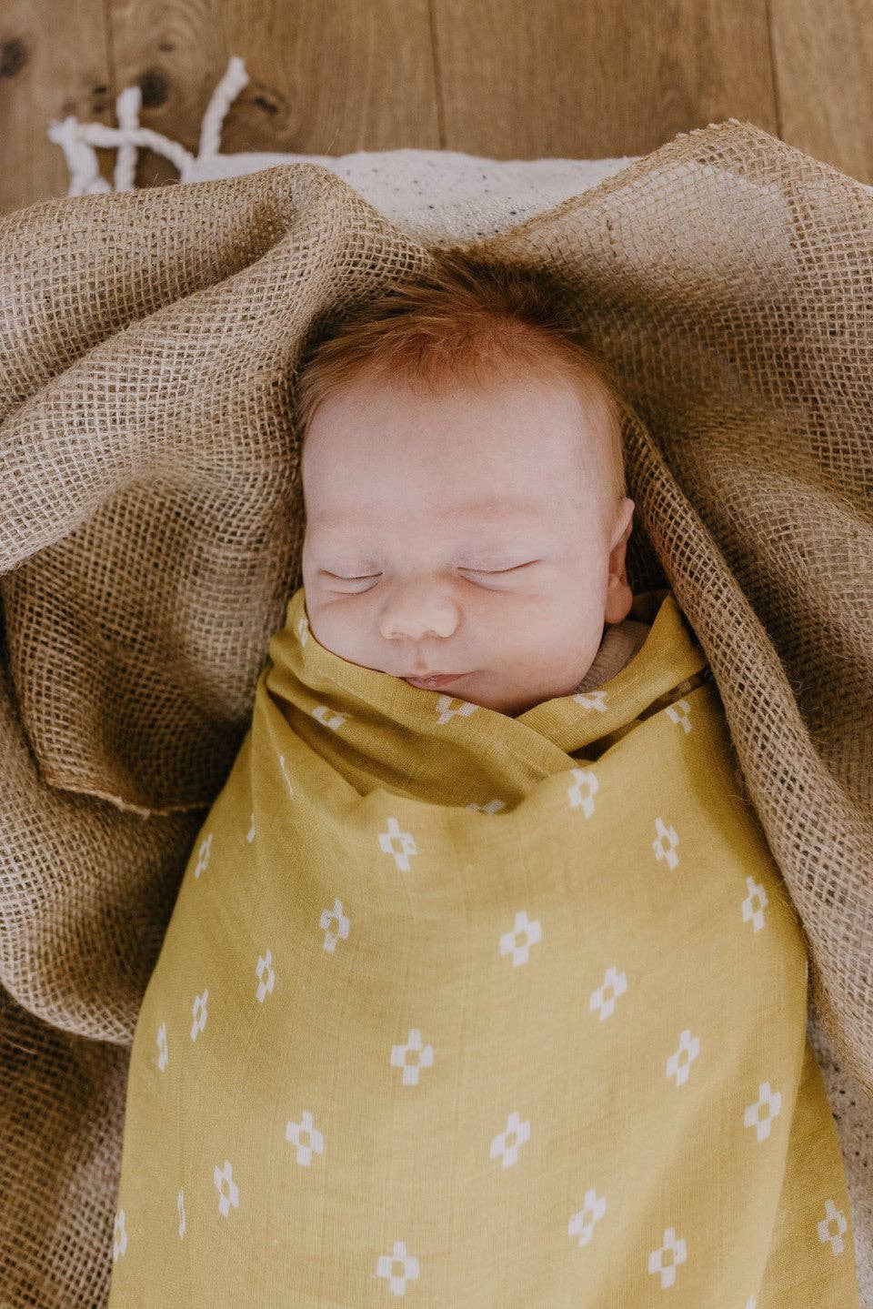 Muslin Swaddle Baby Blanket - Boho Squares: Coconut