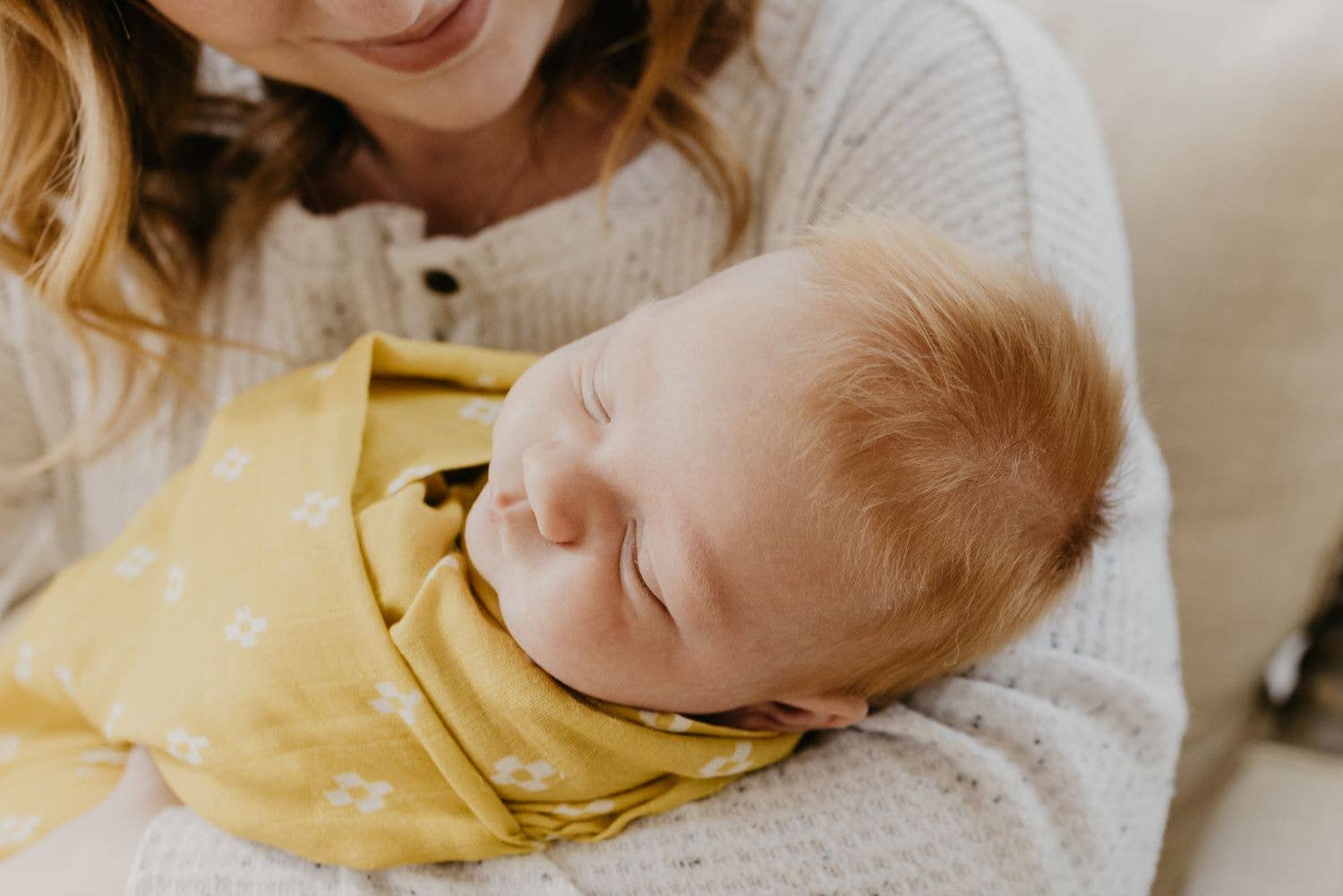 Muslin Swaddle Baby Blanket - Boho Squares: Coconut