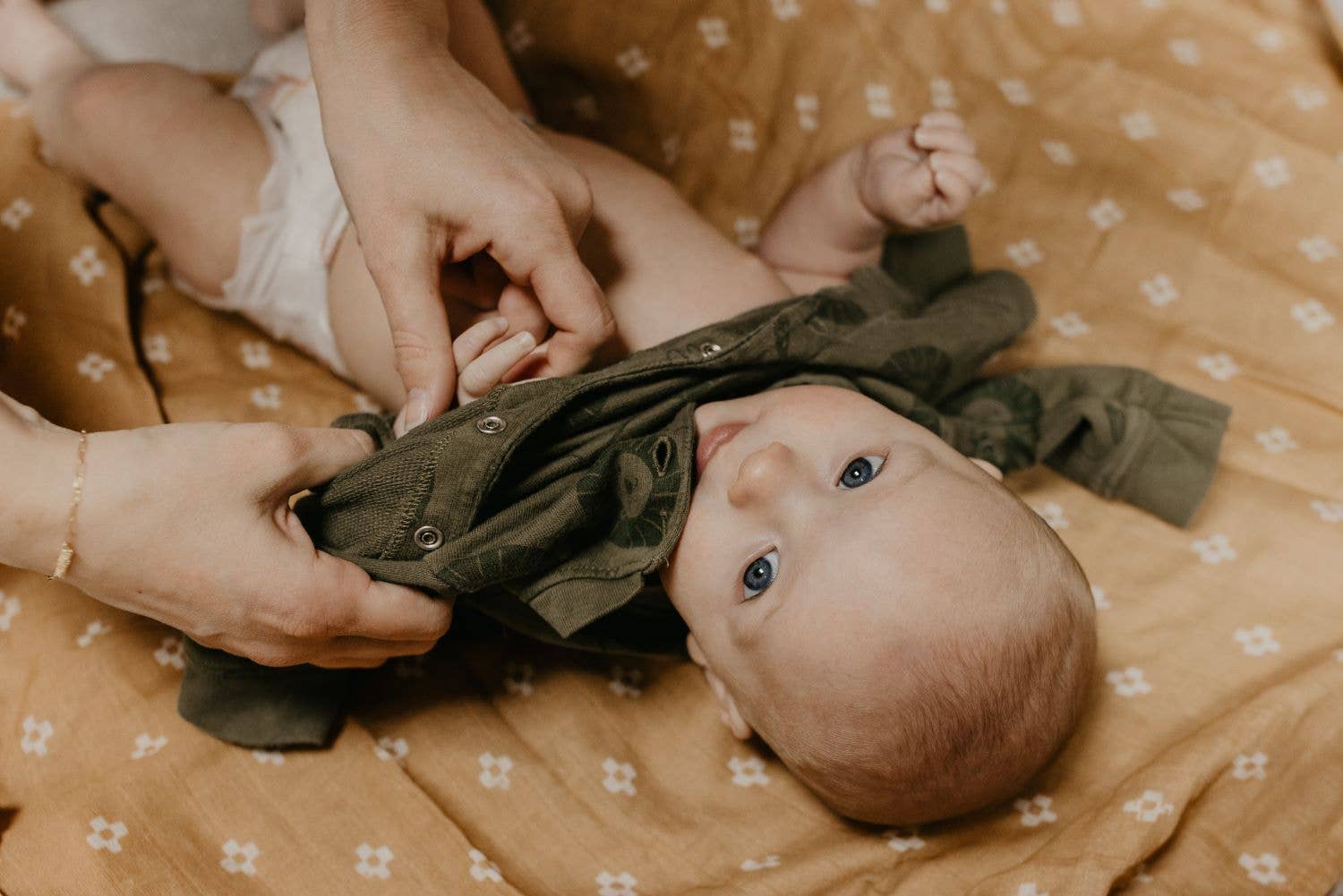 Muslin Swaddle Baby Blanket - Boho Squares: Coconut