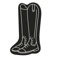 Black pair of tall riding boots with white detailing