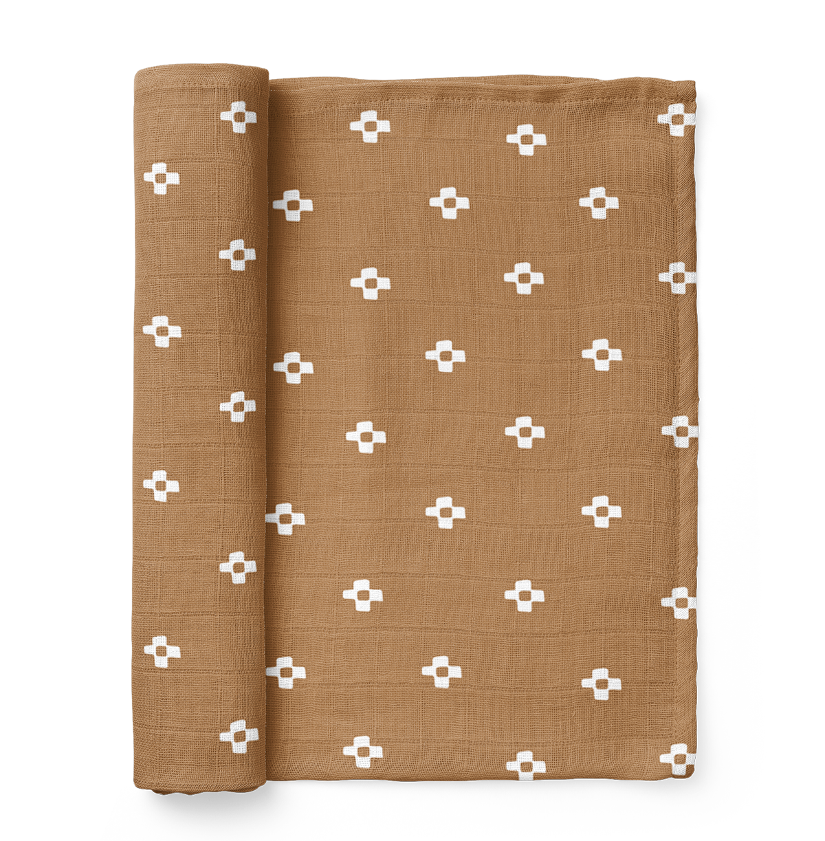 Muslin Swaddle Baby Blanket - Boho Squares: Coconut