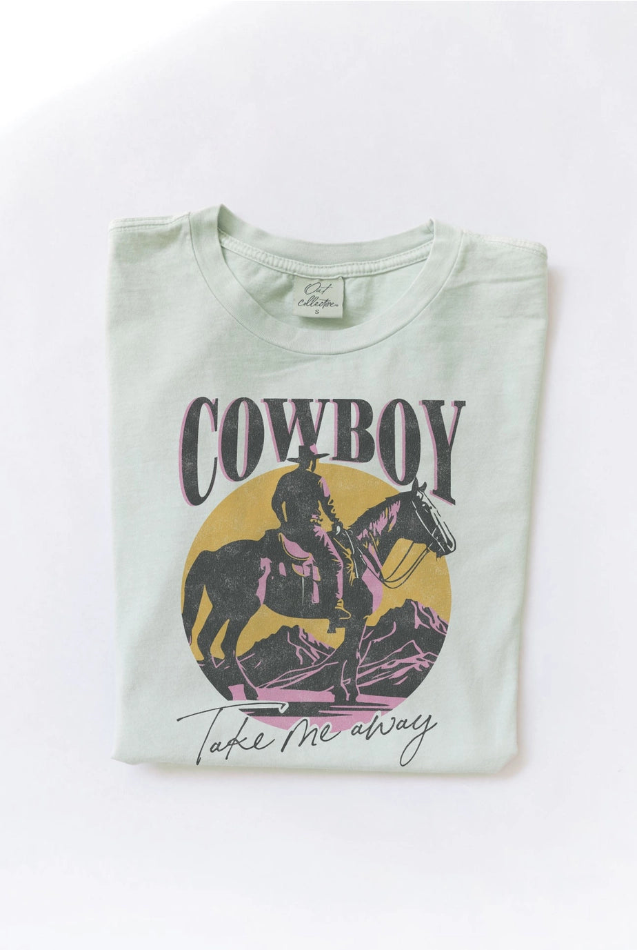 COWBOY TAKE ME AWAY Mineral Washed Graphic Top