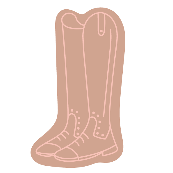 Pink pair of tall riding boots with light pink detailing