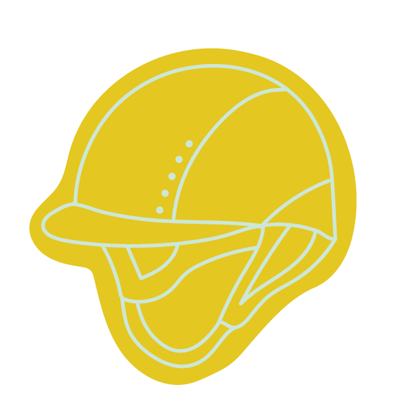 Yellow english riding helmet with white detailing